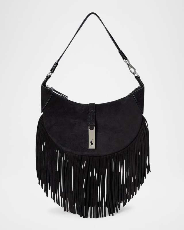 Polo ID Small Fringe Suede Shoulder Bag